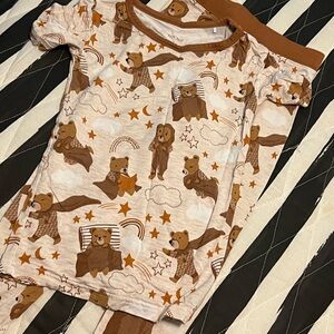 Little Sleepies Bear Print Pajama Set - Brown and Cream